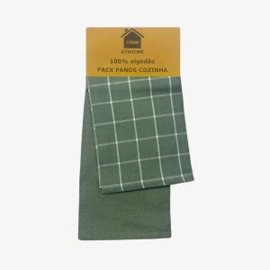Pack 2 Panos de Cozinha Sarja/Favo Verde