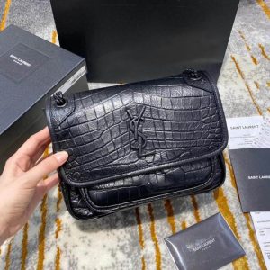 YSL Saint Laurent Niki Baby em couro com abóbada de crocodilo macio 533037