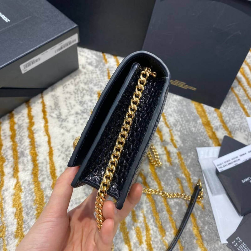 YSL Saint Laurent Kate Chain carteira com borla em couro com gravação em crocodilo 452159 - Image 6