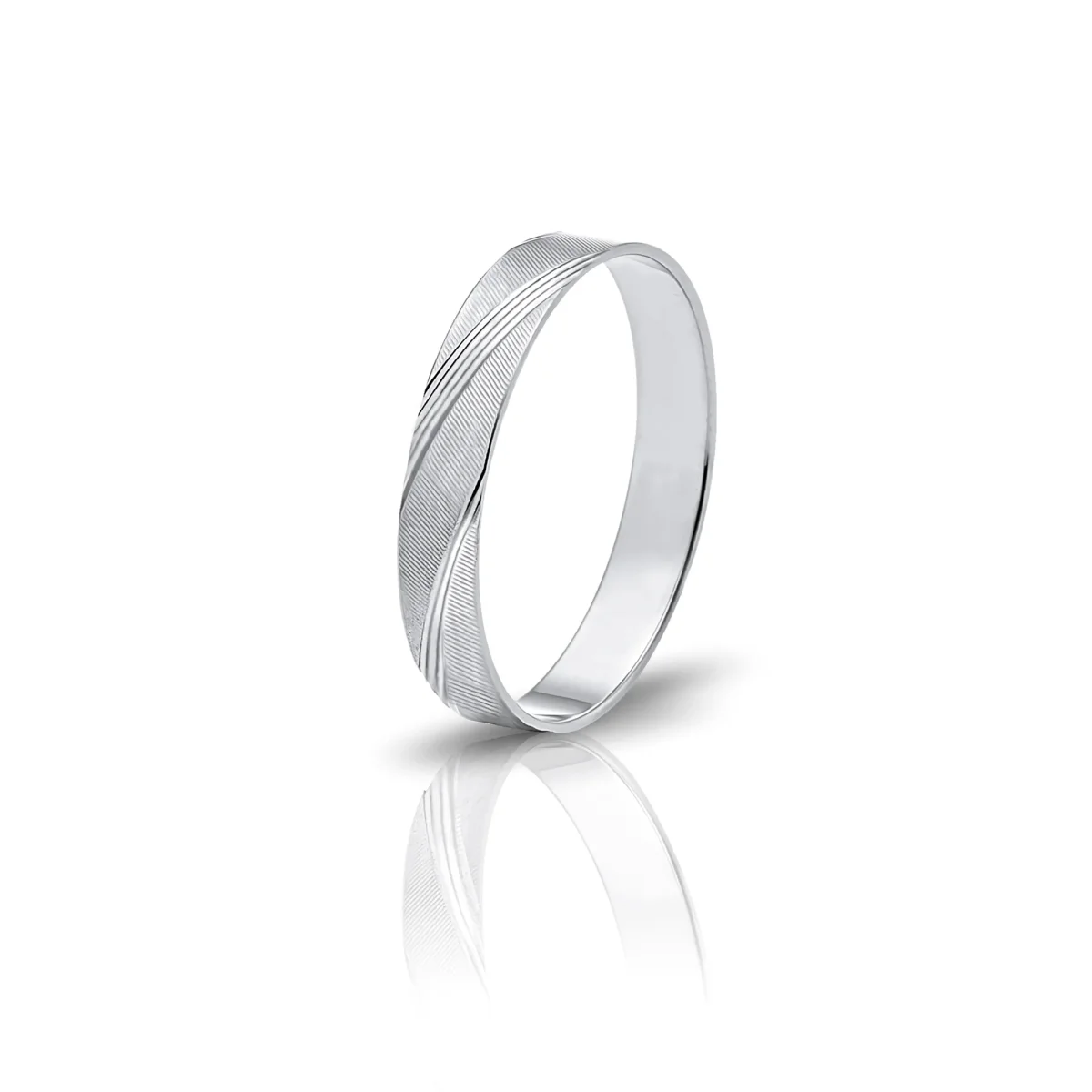 Aliança ouro Branco Lapidada 19.25kt AL46.4.156B-2.5-15.20-4