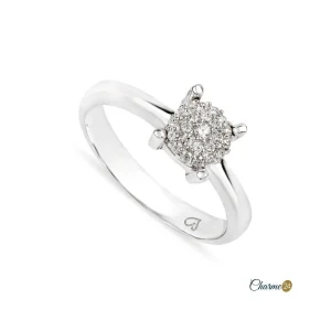 Anel Solitario Ouro Branco com Zircónias 19,25K ANR5611B