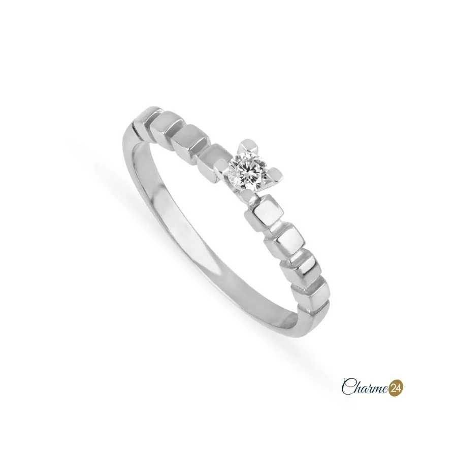 Anel solitário de Noivado ouro branco com diamantes - FR5338B