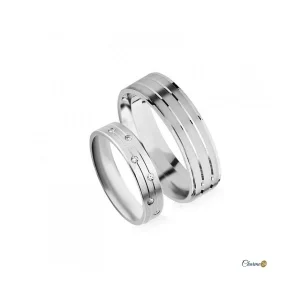 Conjunto Alianças Statement em Prata 925 Fla-1AL-FL0053