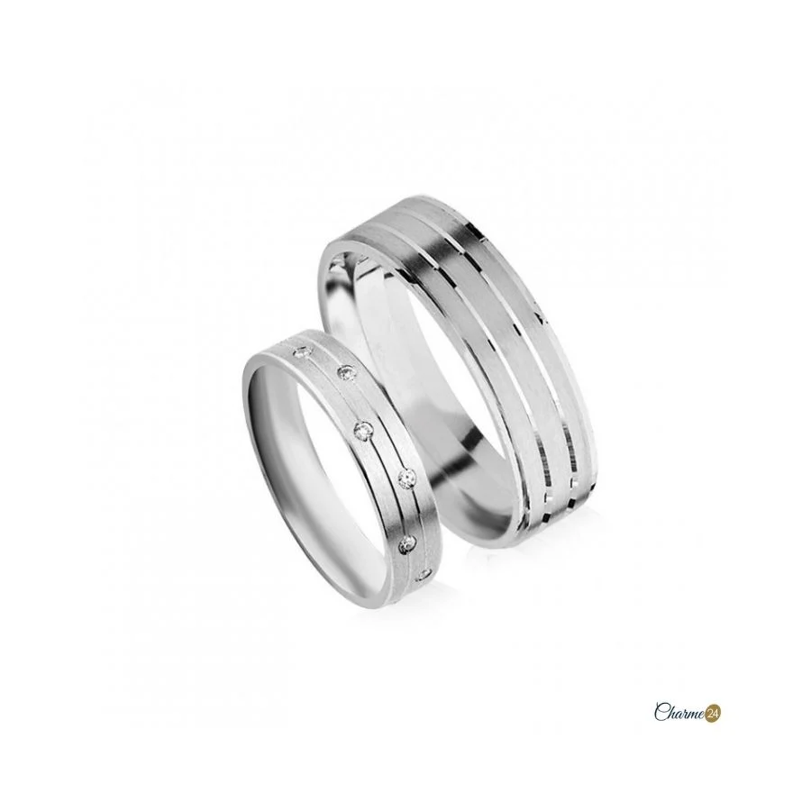 Conjunto Alianças Statement em Prata 925 Fla-1AL-FL0053