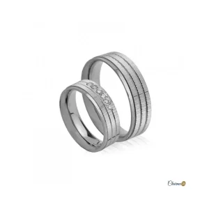 Conjunto Alianças Statement em Prata 925 Fla-1AL-FL0093